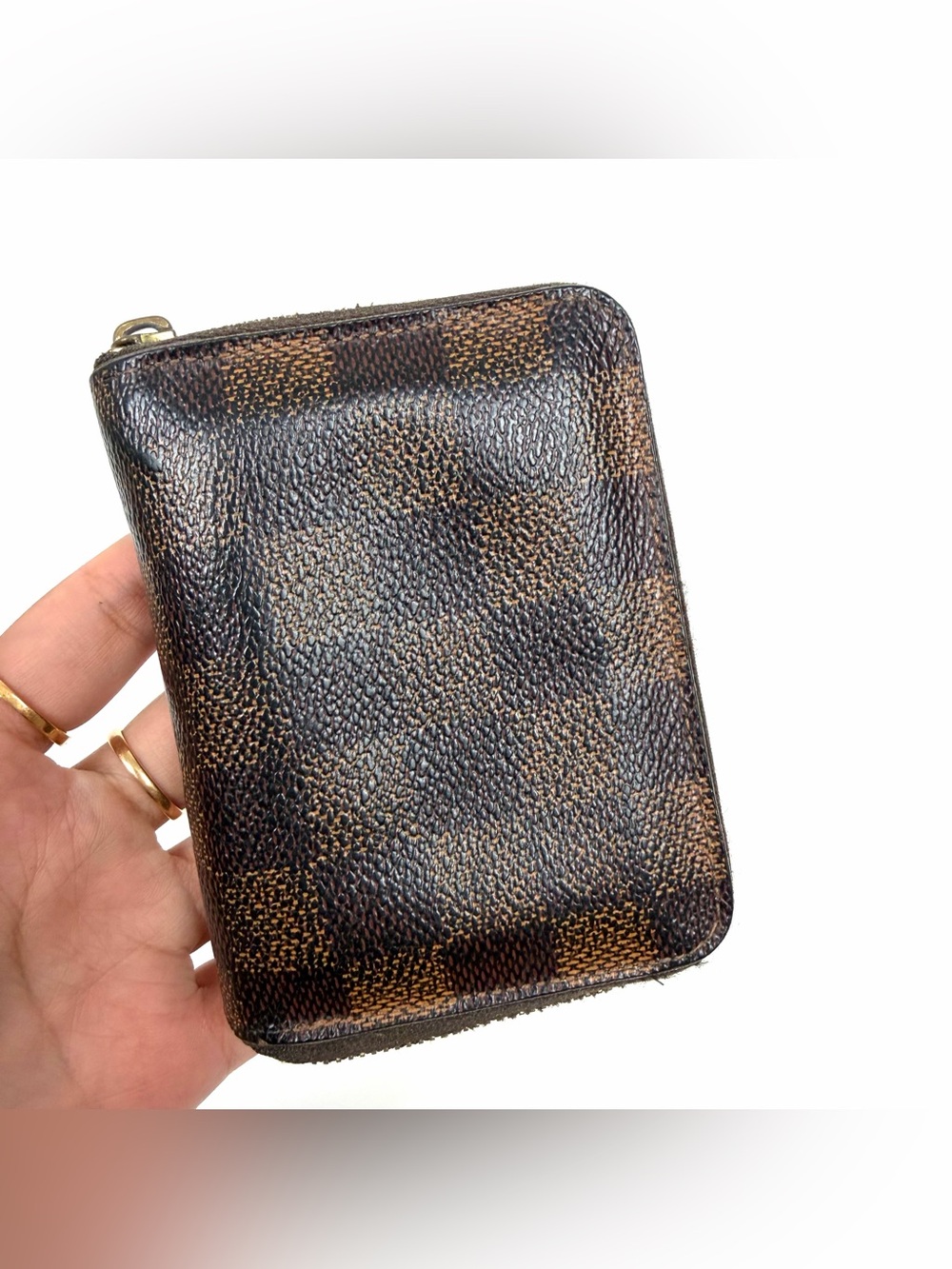 Authentic Louis Vuitton Damier Ebene Zip Wallet